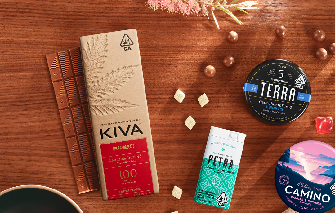 Kiva Edibles cannabis infused chocolate bars and low dose terra bites