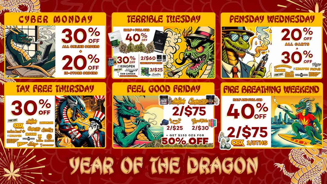 The Year of the Dragon Best Cannabis and Weed Daily Deals in San Diego at Urbn Leaf