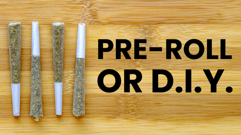 Pre-Roll or D.I.Y.: Four joints rolled atop a wood table
